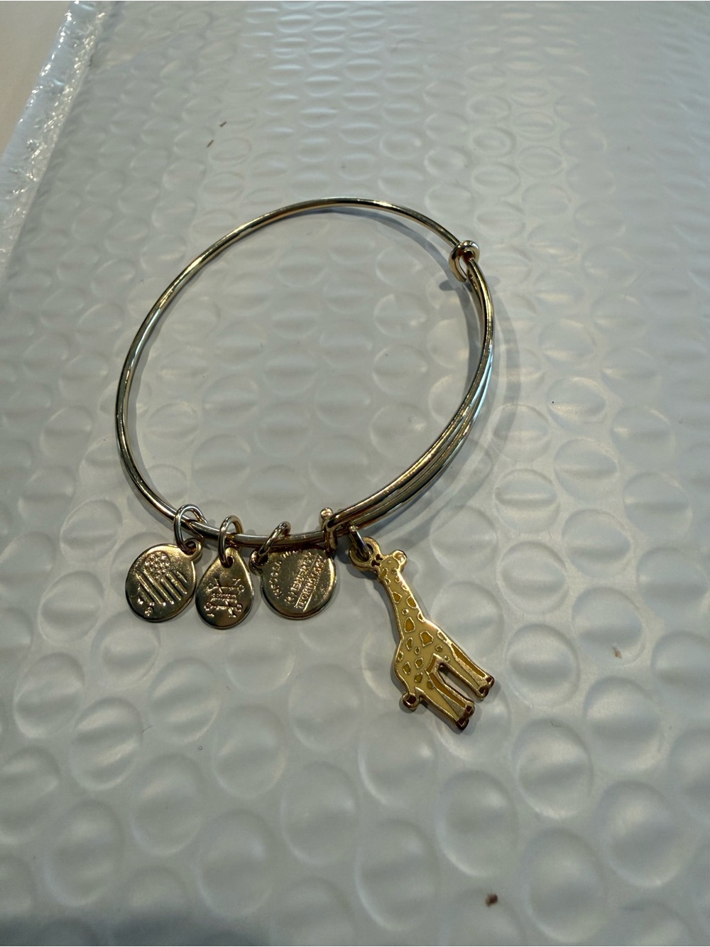 Alex and Ani Gold-Tone Giraffe Charm Bangle Bracelet